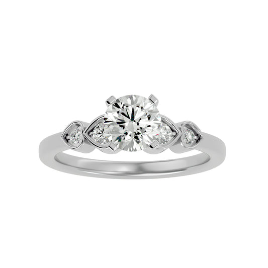 Lab Grown Round Cut Diamond In White Gold Three Stone Ring