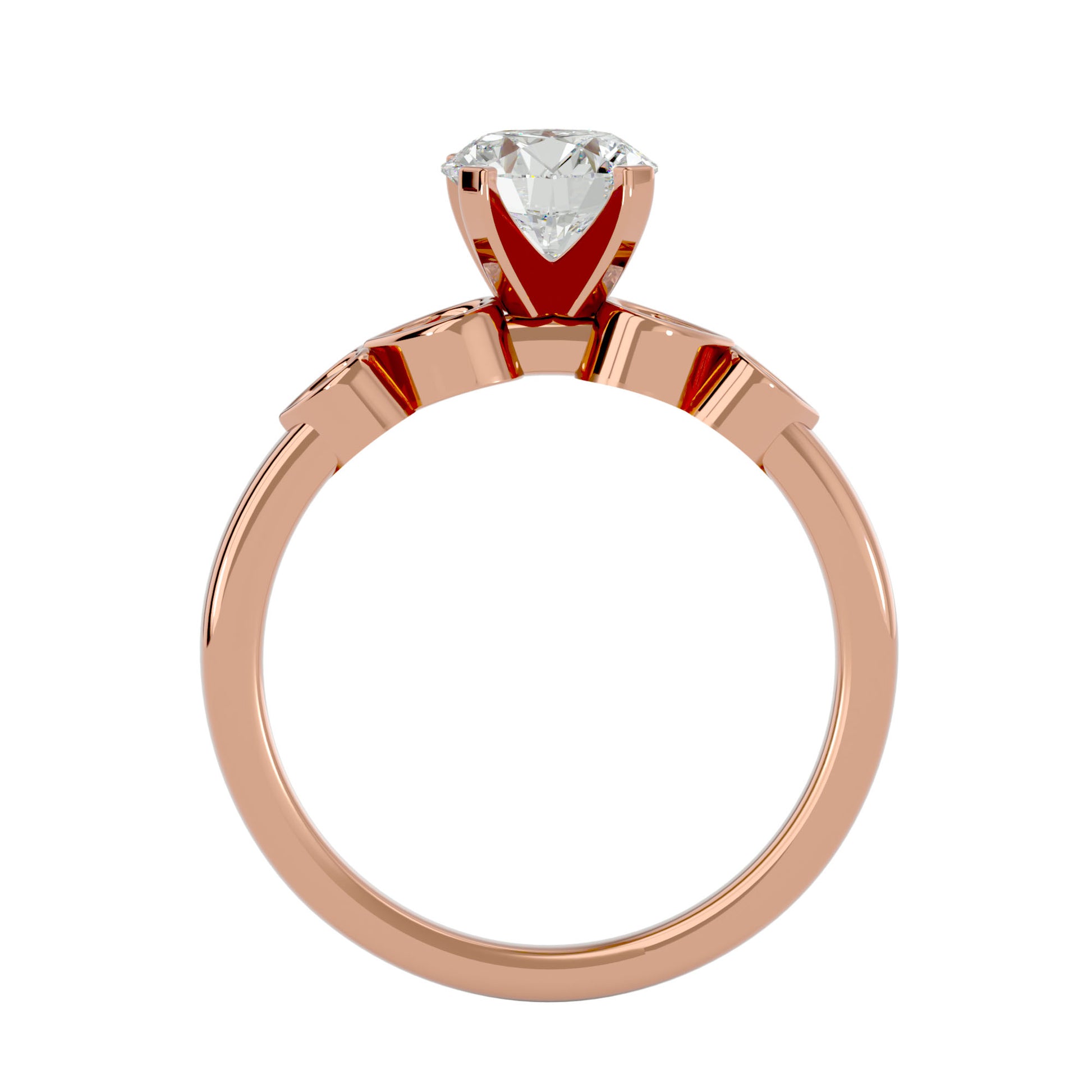 Lab Grown Round Cut Diamond Three Stone Ring In Rose Gold