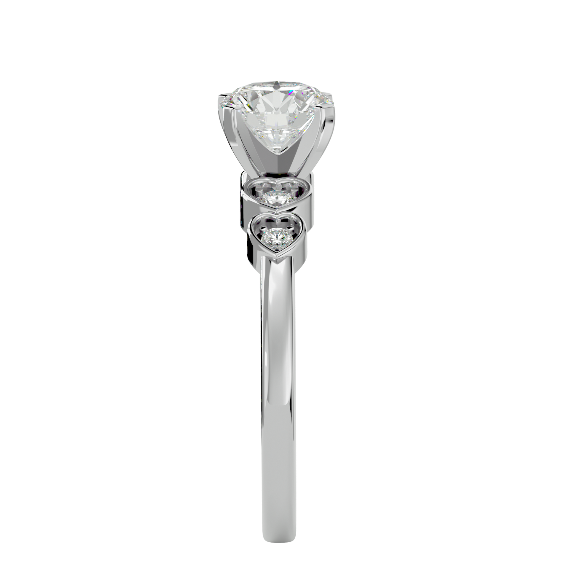 Lab Grown Round Cut Diamond In White Gold Three Stone Ring