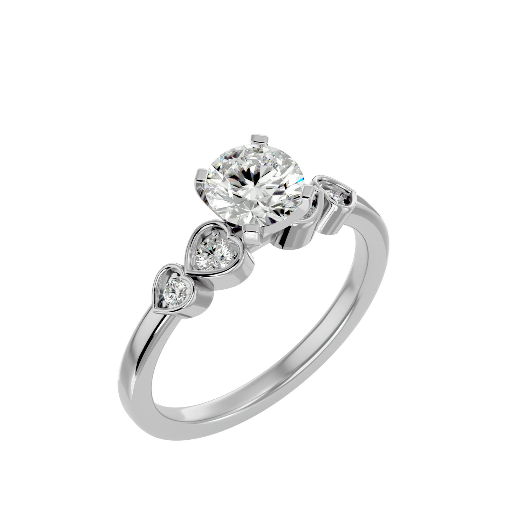 Lab Grown Round Cut Diamond In White Gold Three Stone Ring