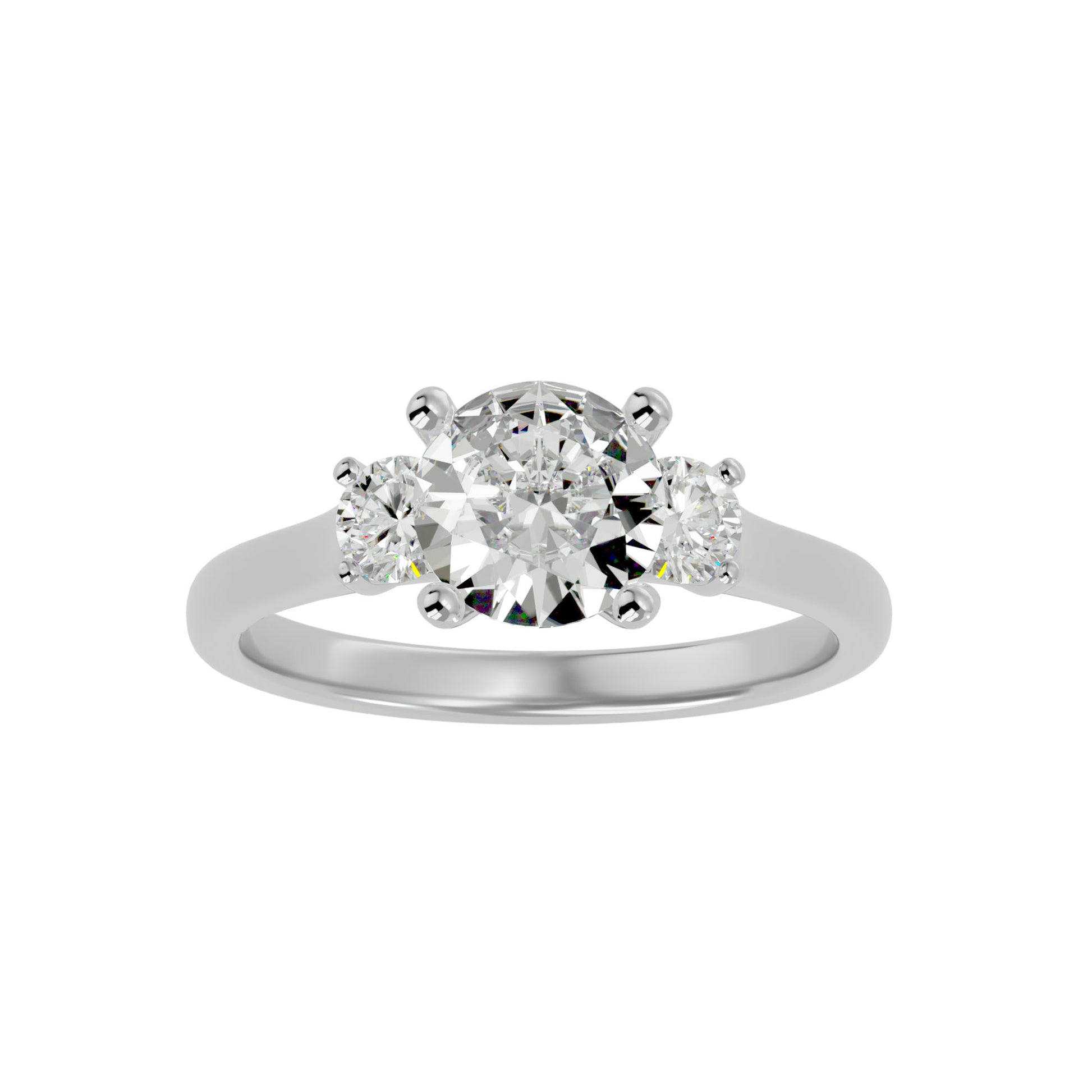 Lab Grown Round Cut Diamond In White Gold Three Stone Ring