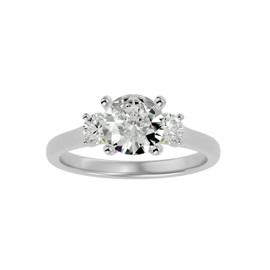 Lab Grown Round Cut Diamond In White Gold Three Stone Ring