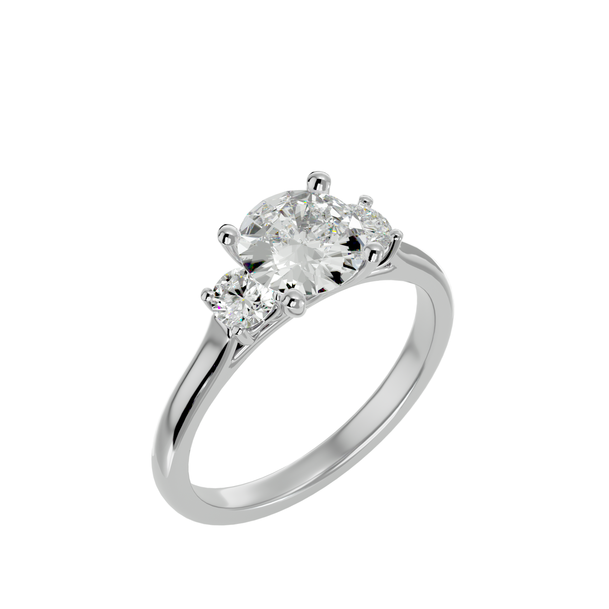 Lab Grown Round Cut Diamond In White Gold Three Stone Ring