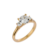 Lab Grown Round Cut Diamond Three Stone Ring In Yellow Gold