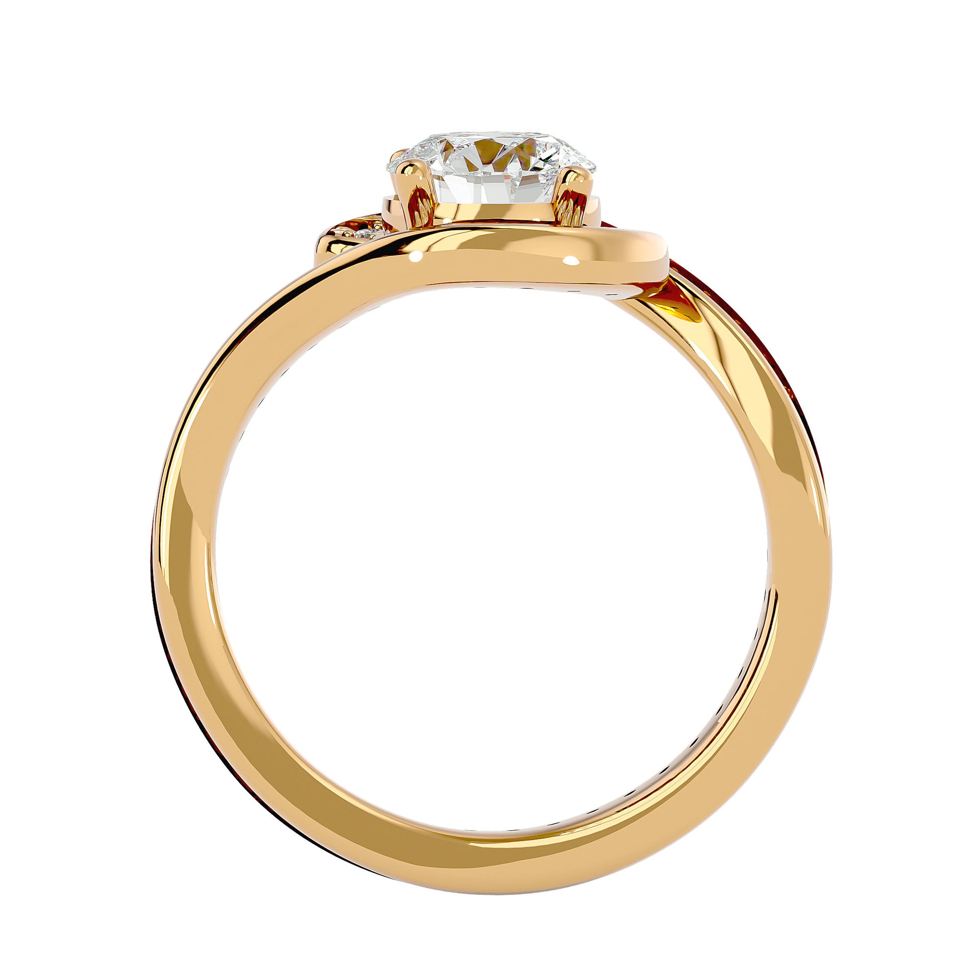 Lab Grown Round Cut Diamond Halo Ring In Yellow Gold