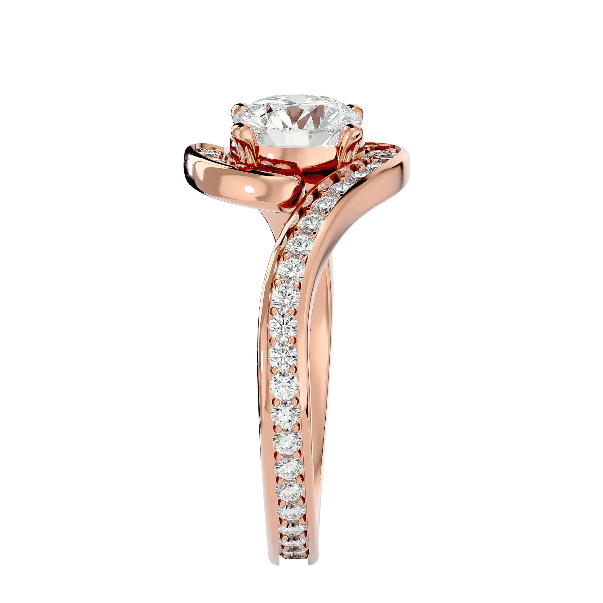 Lab Grown Round Cut Diamond Halo Ring In Rose Gold