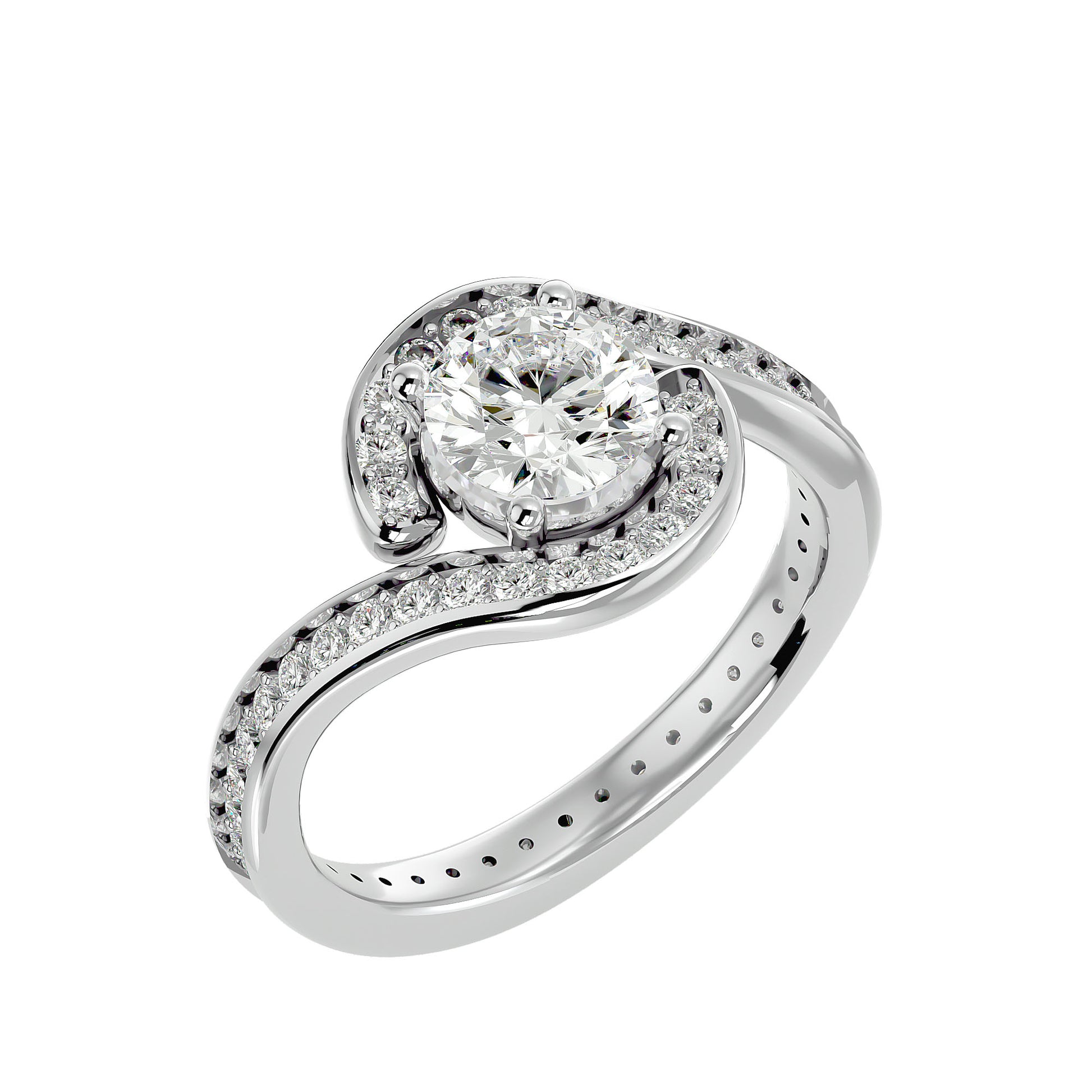 Lab Grown Round Cut Diamond Halo Ring In Platinum