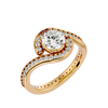 Lab Grown Round Cut Diamond Halo Ring In Yellow Gold