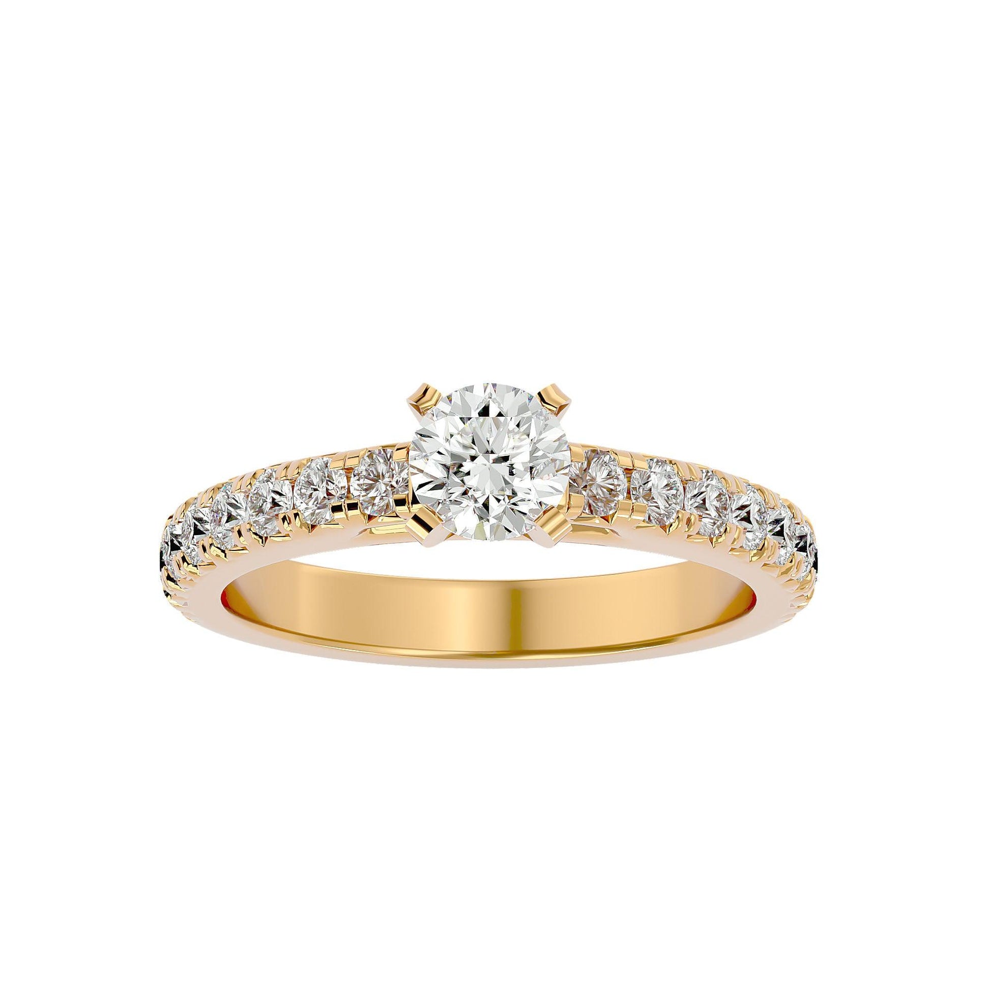 Lab Grown Round Diamond Solitaire Ring In Yellow Gold