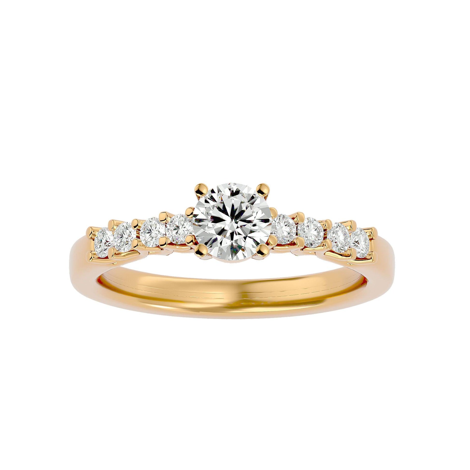 Lab Grown Round Diamond Solitaire Ring In Yellow Gold