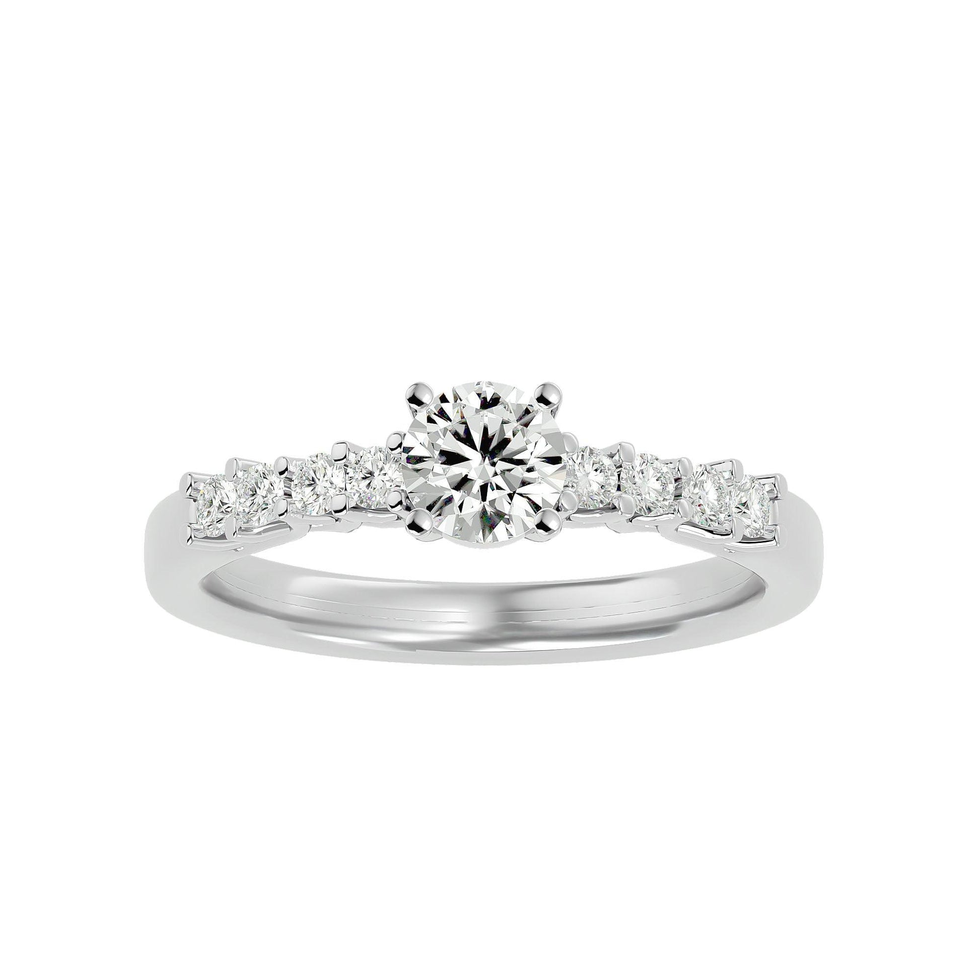 Lab Grown Round Diamond In White Gold Solitaire Ring