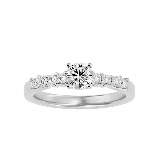 Lab Grown Round Diamond In White Gold Solitaire Ring