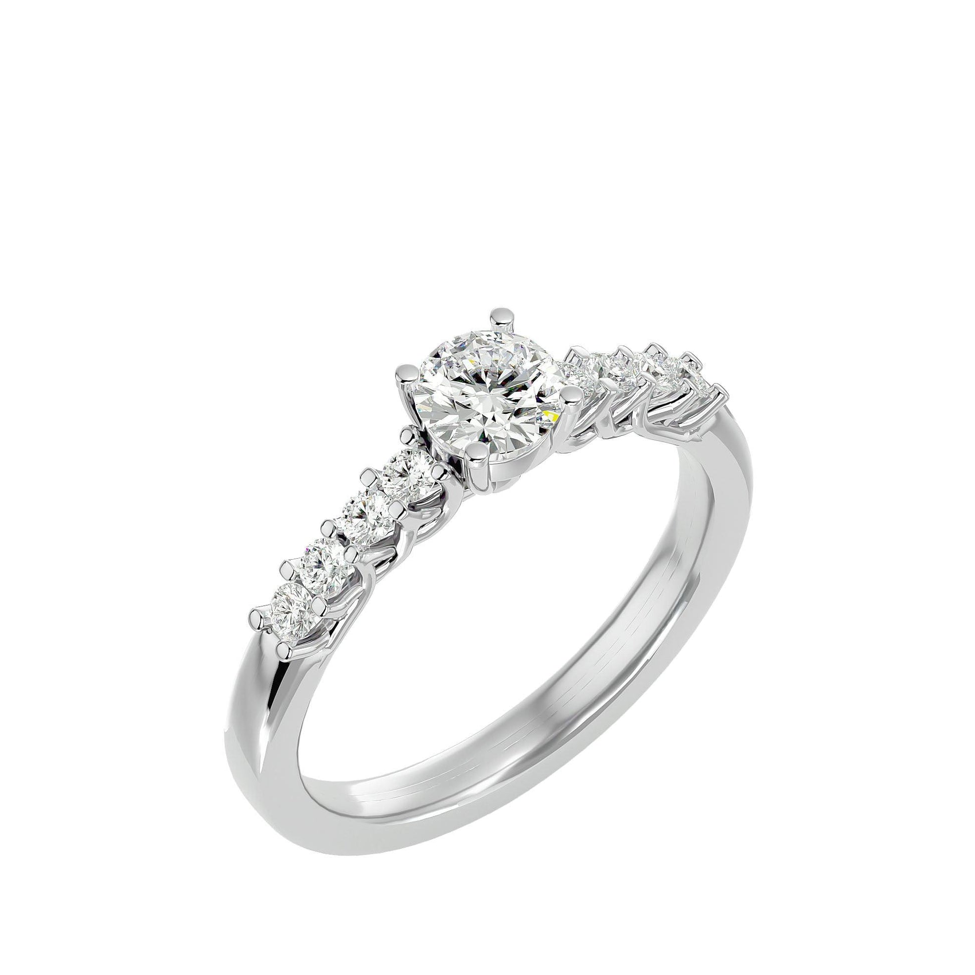 Lab Grown Round Diamond In White Gold Solitaire Ring