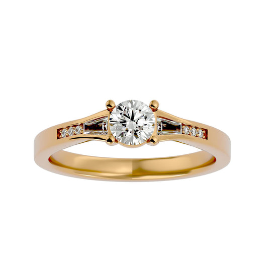 Lab Grown Round Diamond Solitaire Ring In Yellow Gold