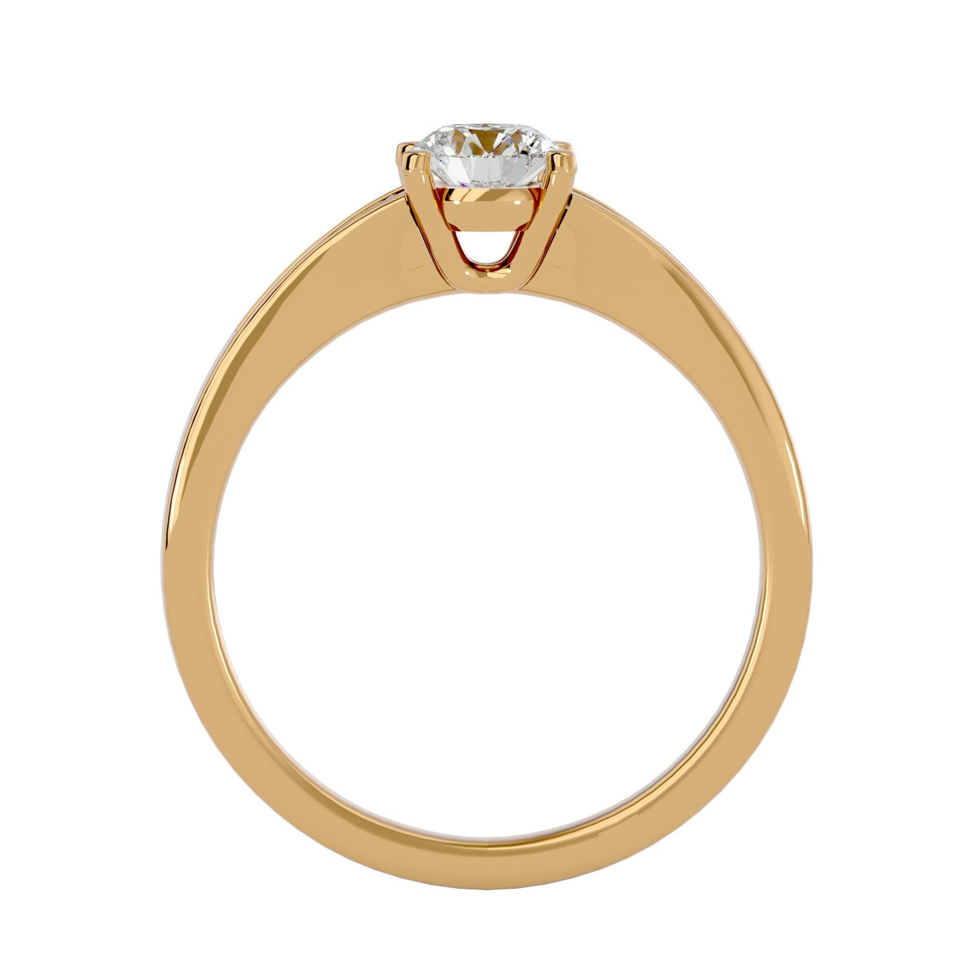 Lab Grown Round Diamond Solitaire Ring In Yellow Gold