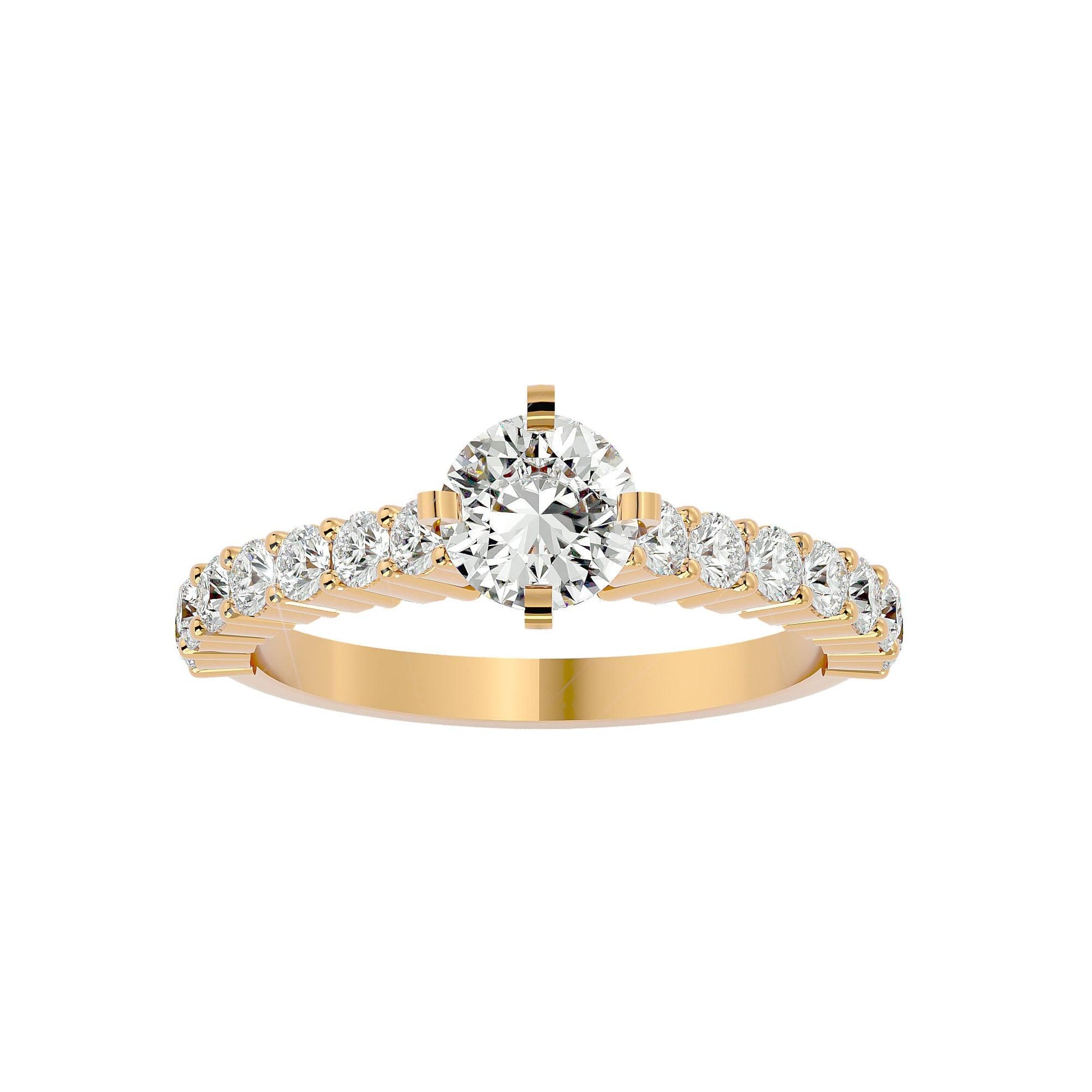 Lab Grown Round Diamond Solitaire Ring In Yellow Gold