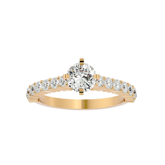 Lab Grown Round Diamond Solitaire Ring In Yellow Gold