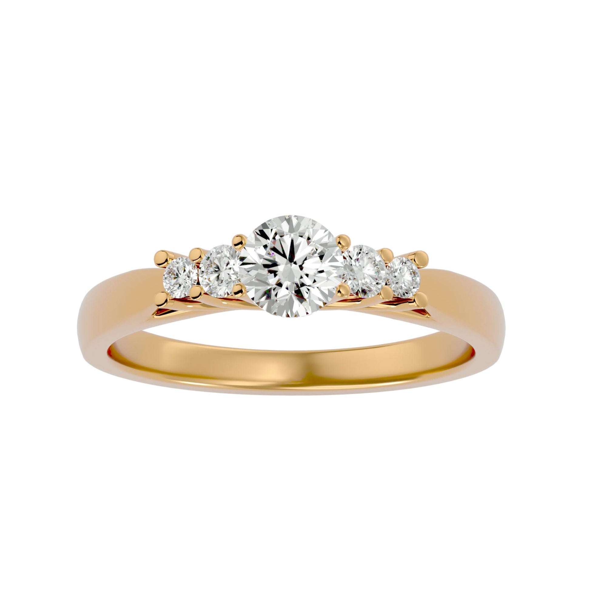 Lab Grown Round Diamond Solitaire Ring In Yellow Gold