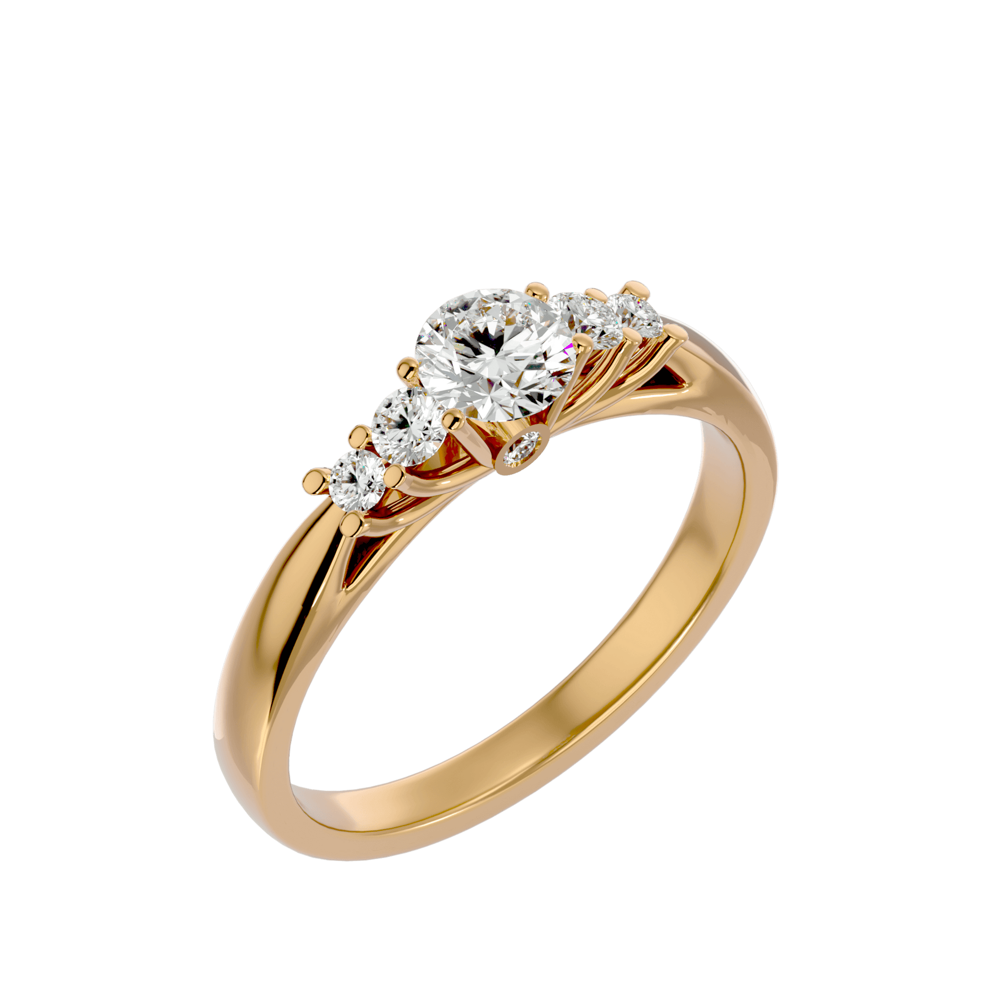 Lab Grown Round Diamond Solitaire Ring In Yellow Gold