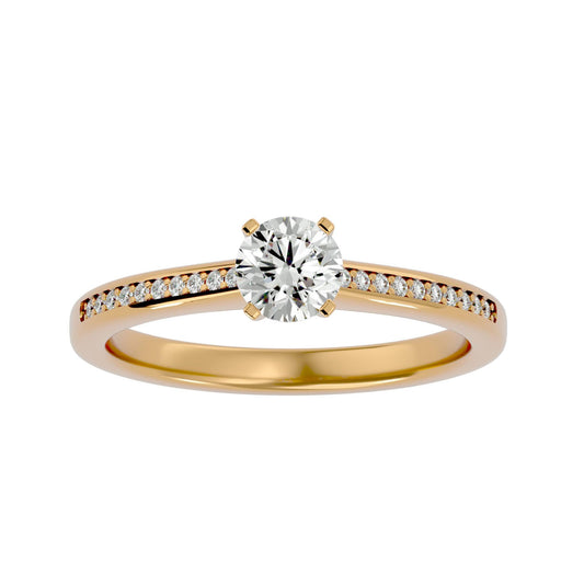 Lab Grown Round Diamond Solitaire Ring In Yellow Gold