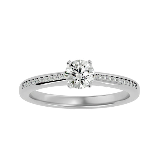 Lab Grown Round Diamond In White Gold Solitaire Ring