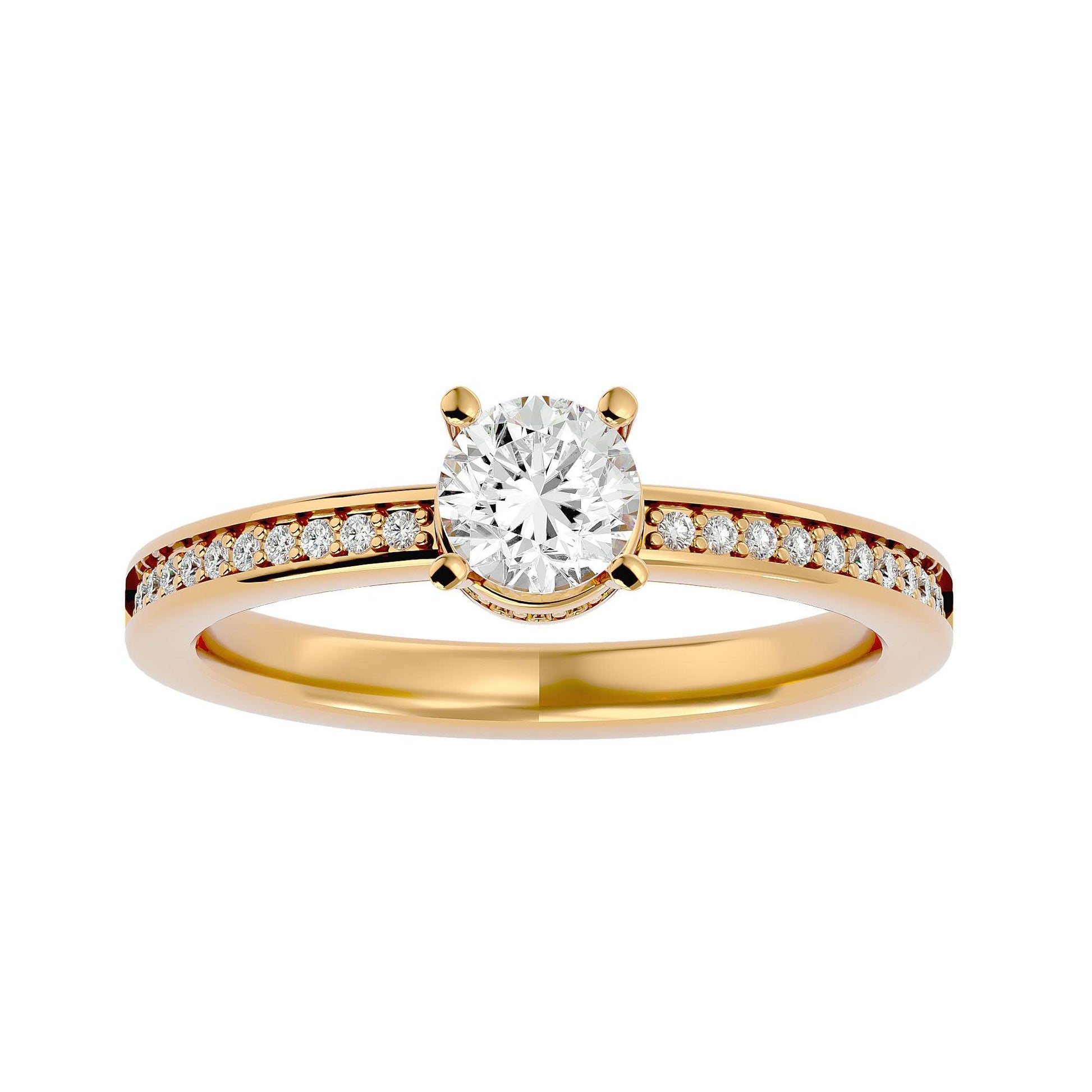 Lab Grown Round Diamond Solitaire Ring In Yellow Gold