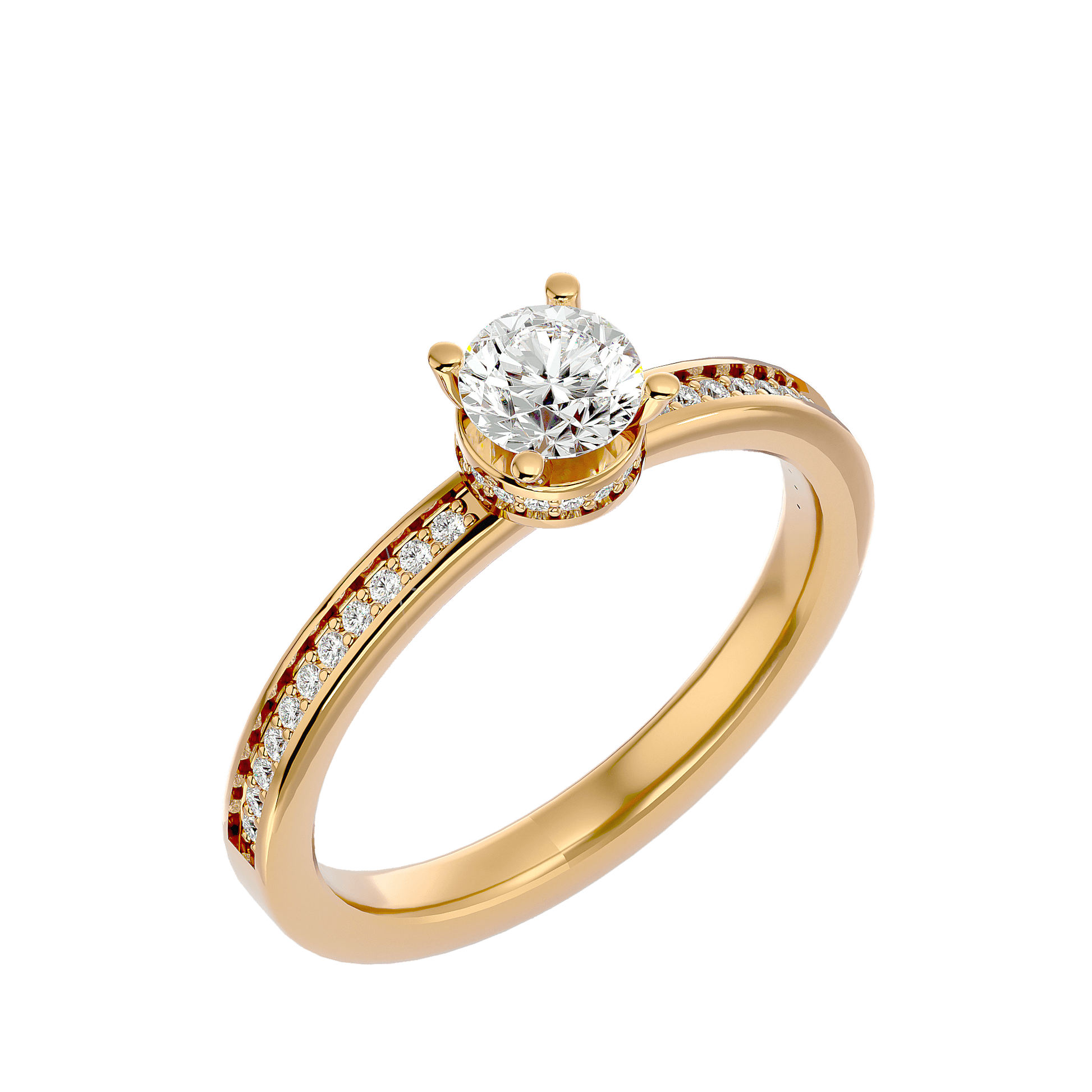 Lab Grown Round Diamond Solitaire Ring In Yellow Gold