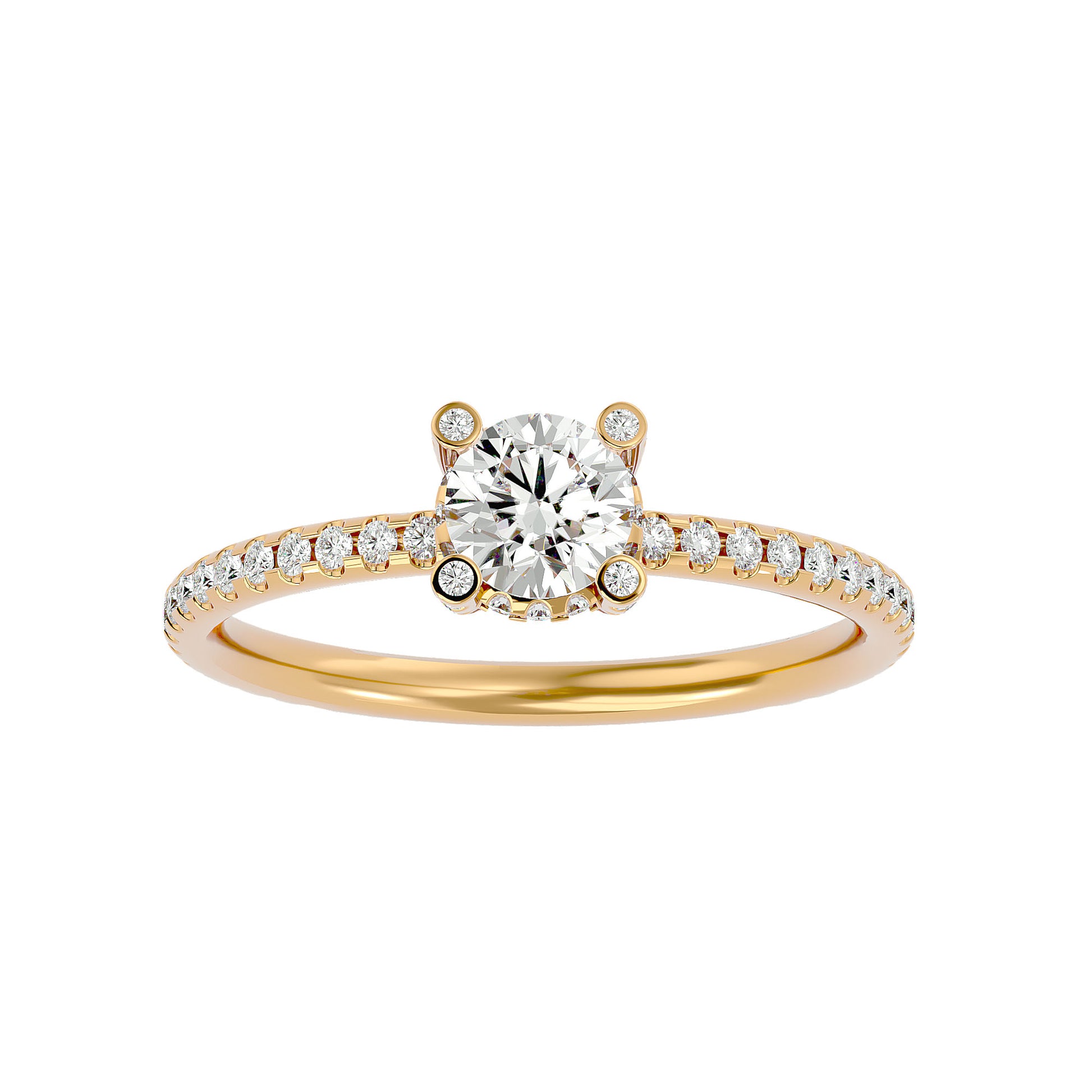 Lab Grown Round Cut Diamond Solitaire Ring In Yellow Gold