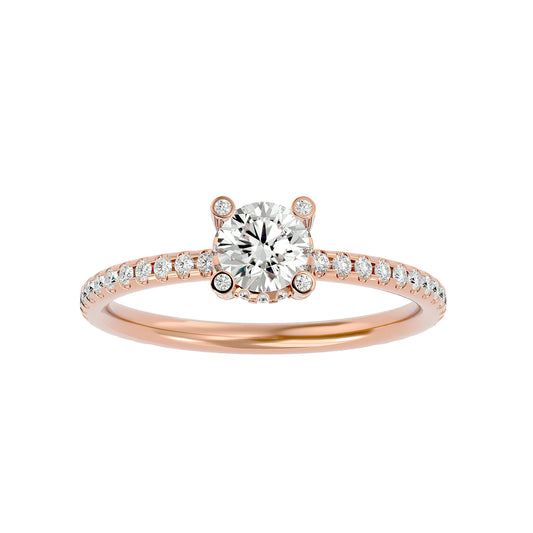 Lab Grown Round Cut Diamond Solitaire Ring In Rose Gold