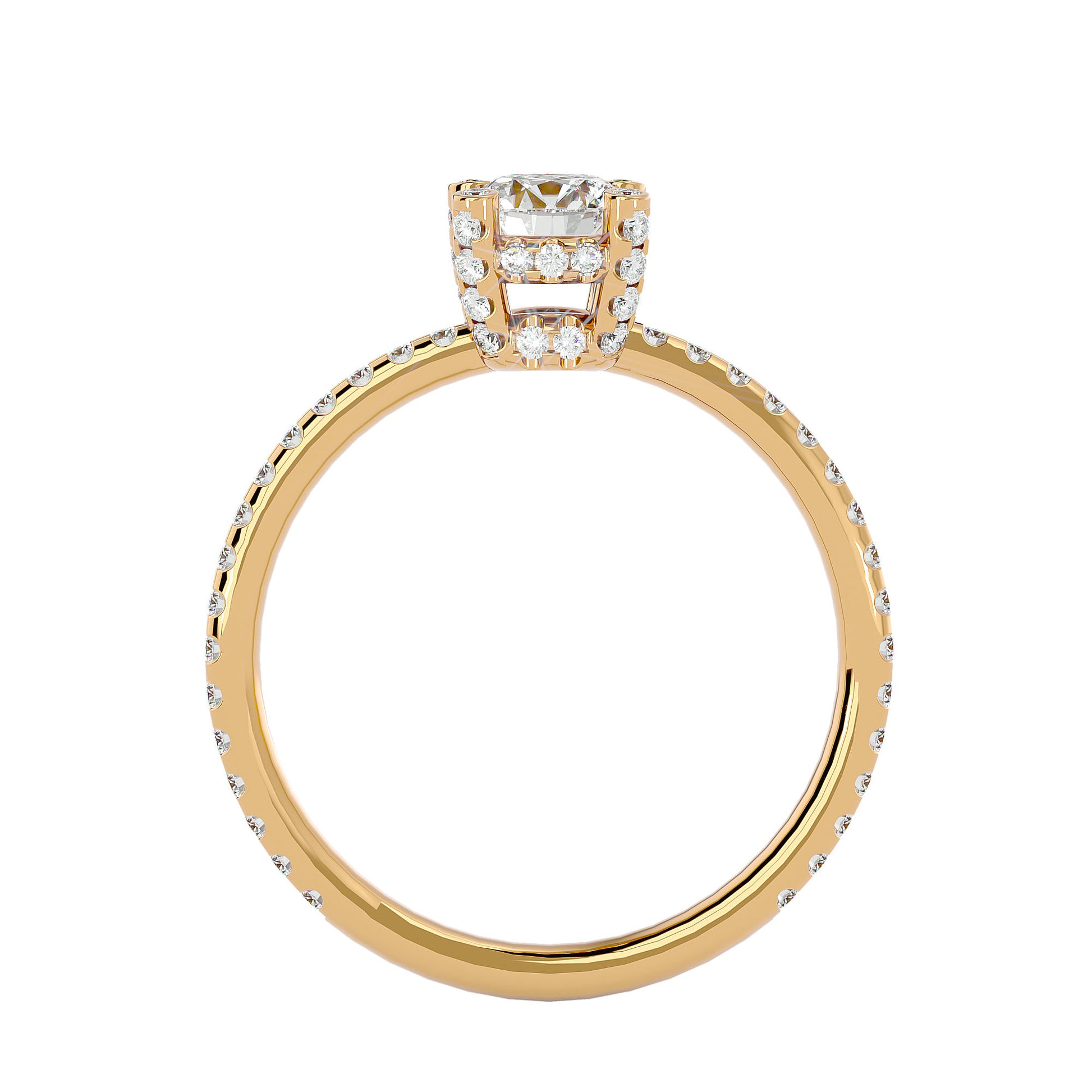 Lab Grown Round Cut Diamond Solitaire Ring In Yellow Gold