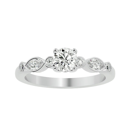 Lab Grown Round Cut Diamond Halo Ring In Platinum