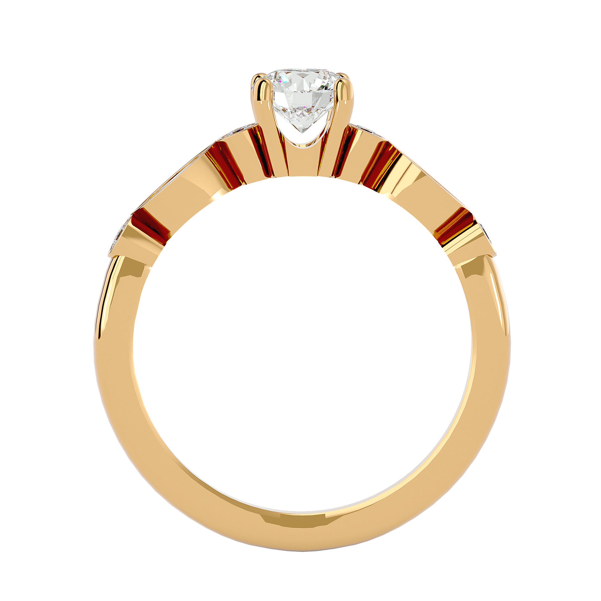 Lab Grown Round Cut Diamond Halo Ring In Yellow Gold