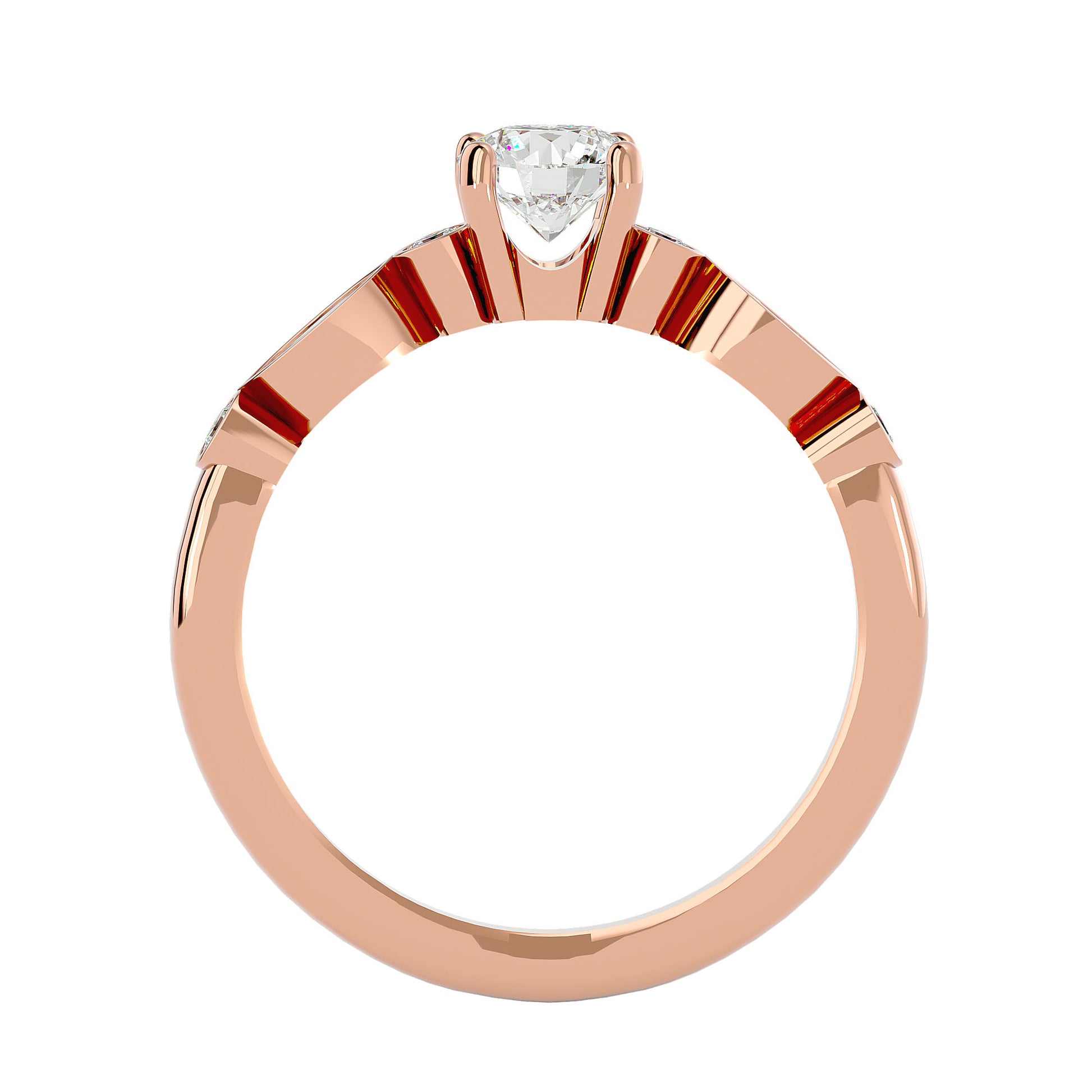 Lab Grown Round Cut Diamond Halo Ring In Rose Gold