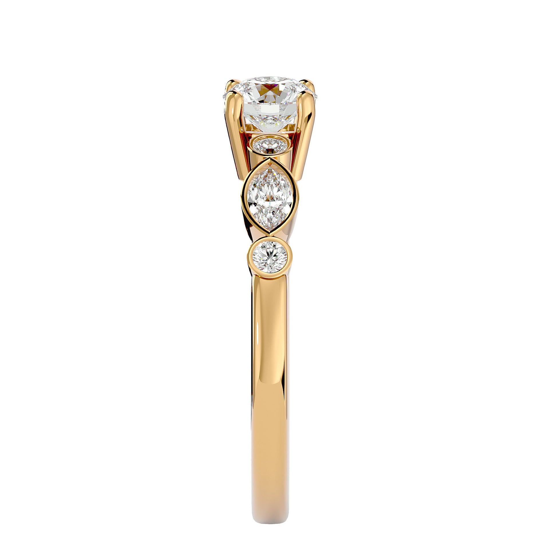 Lab Grown Round Cut Diamond Halo Ring In Yellow Gold