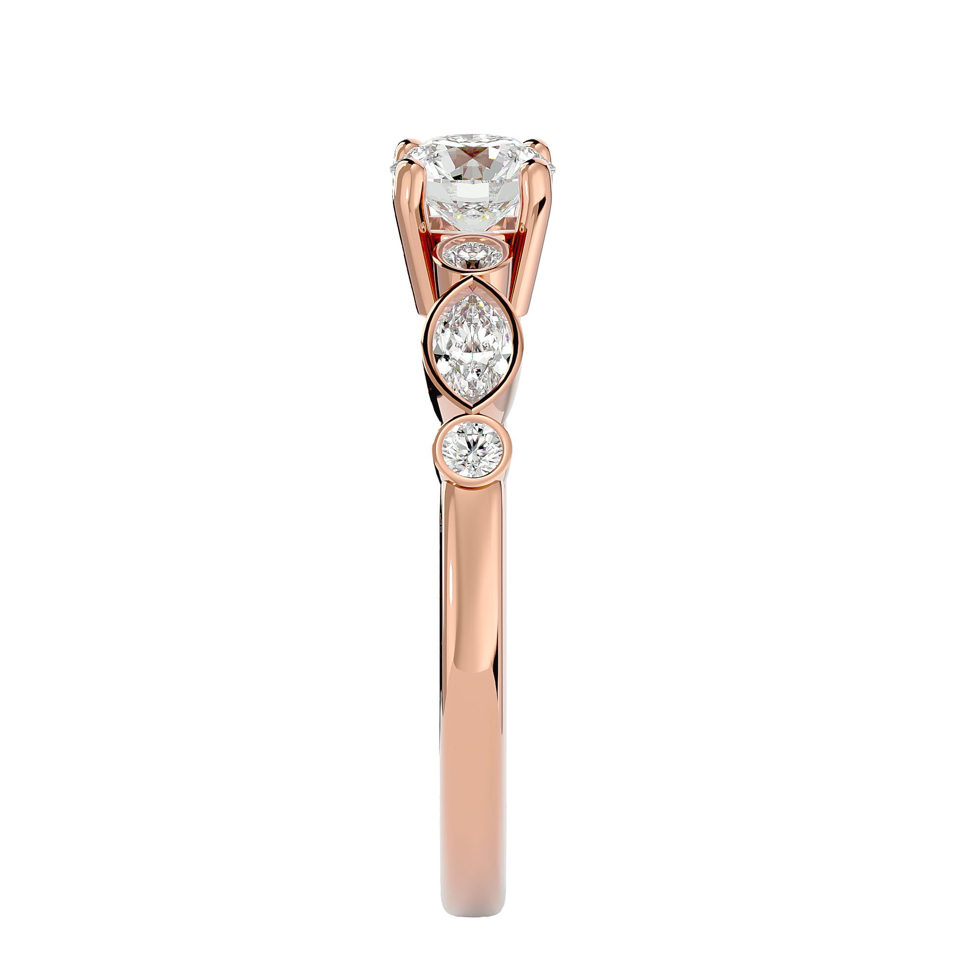 Lab Grown Round Cut Diamond Halo Ring In Rose Gold