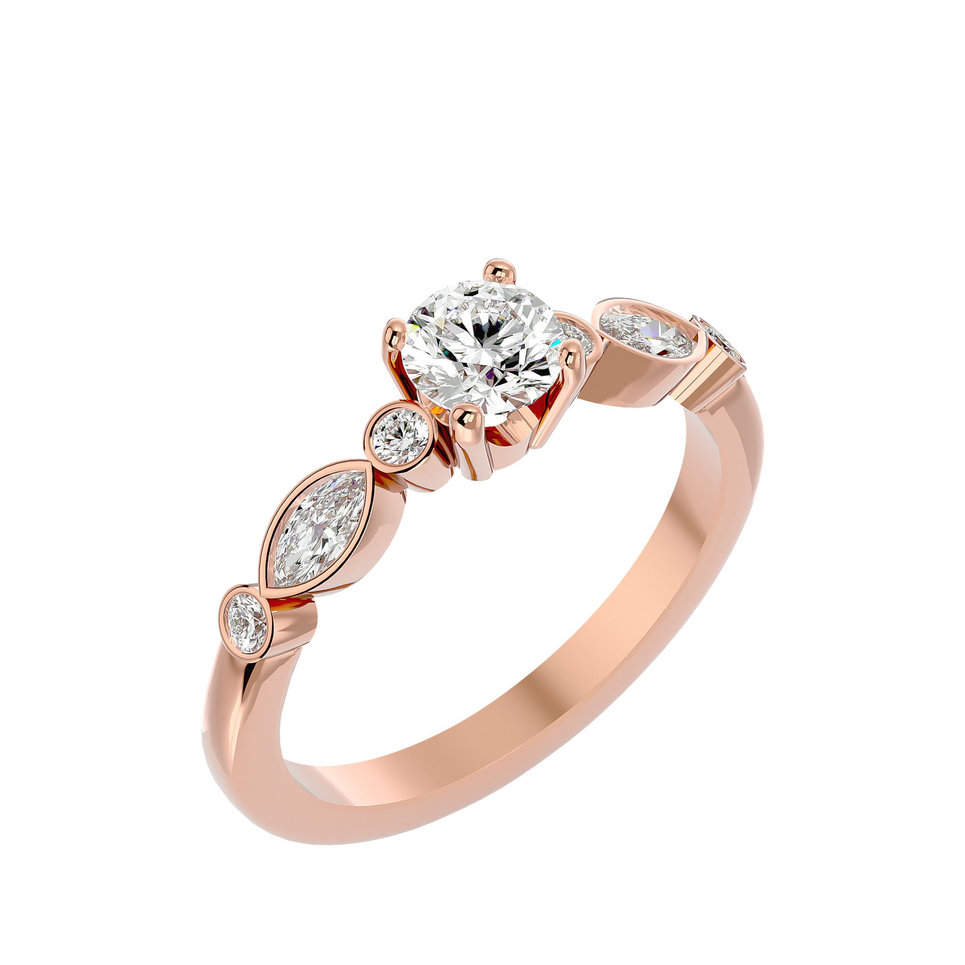 Lab Grown Round Cut Diamond Halo Ring In Rose Gold