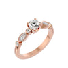 Lab Grown Round Cut Diamond Halo Ring In Rose Gold