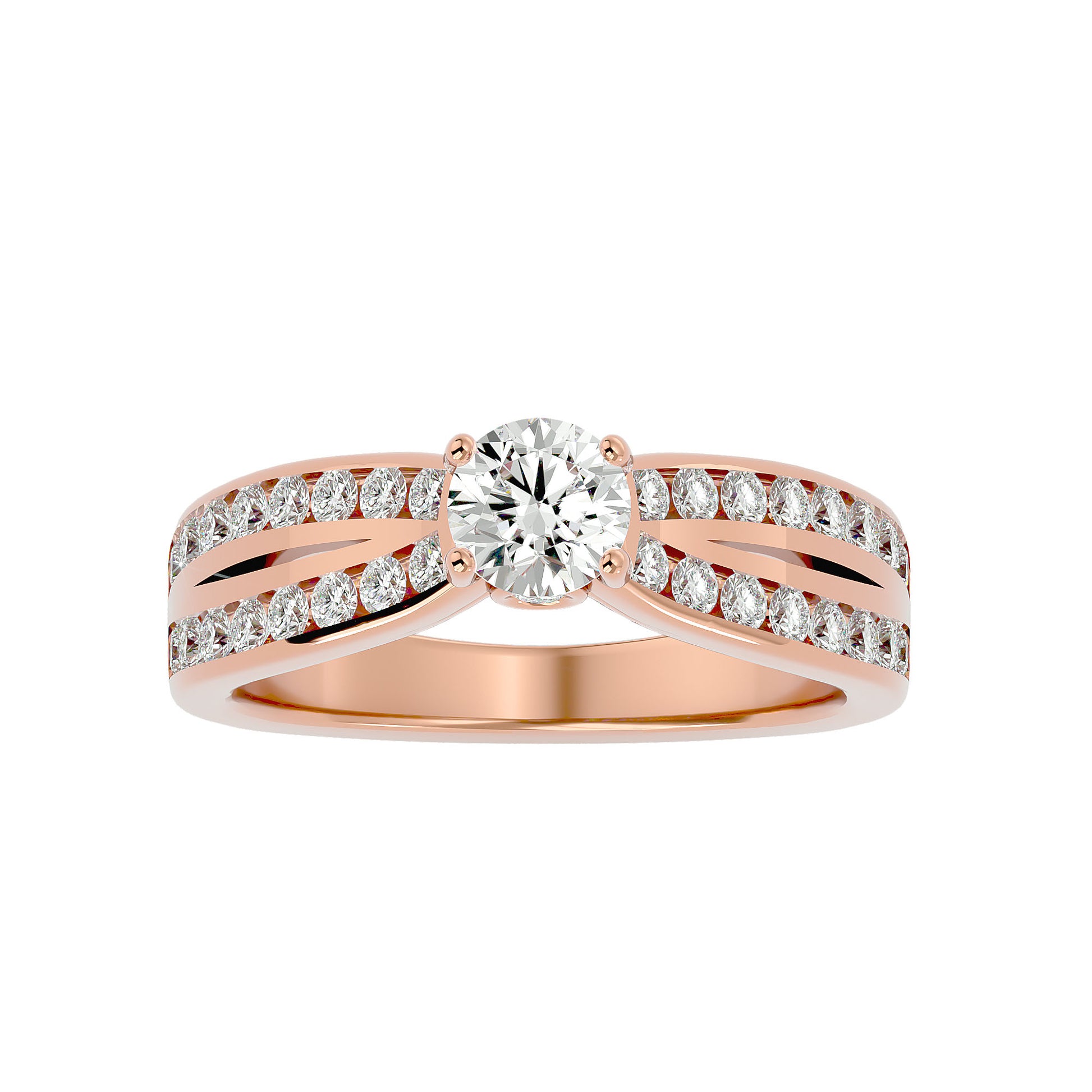 Lab Grown Round Cut Diamond Halo Ring In Rose Gold