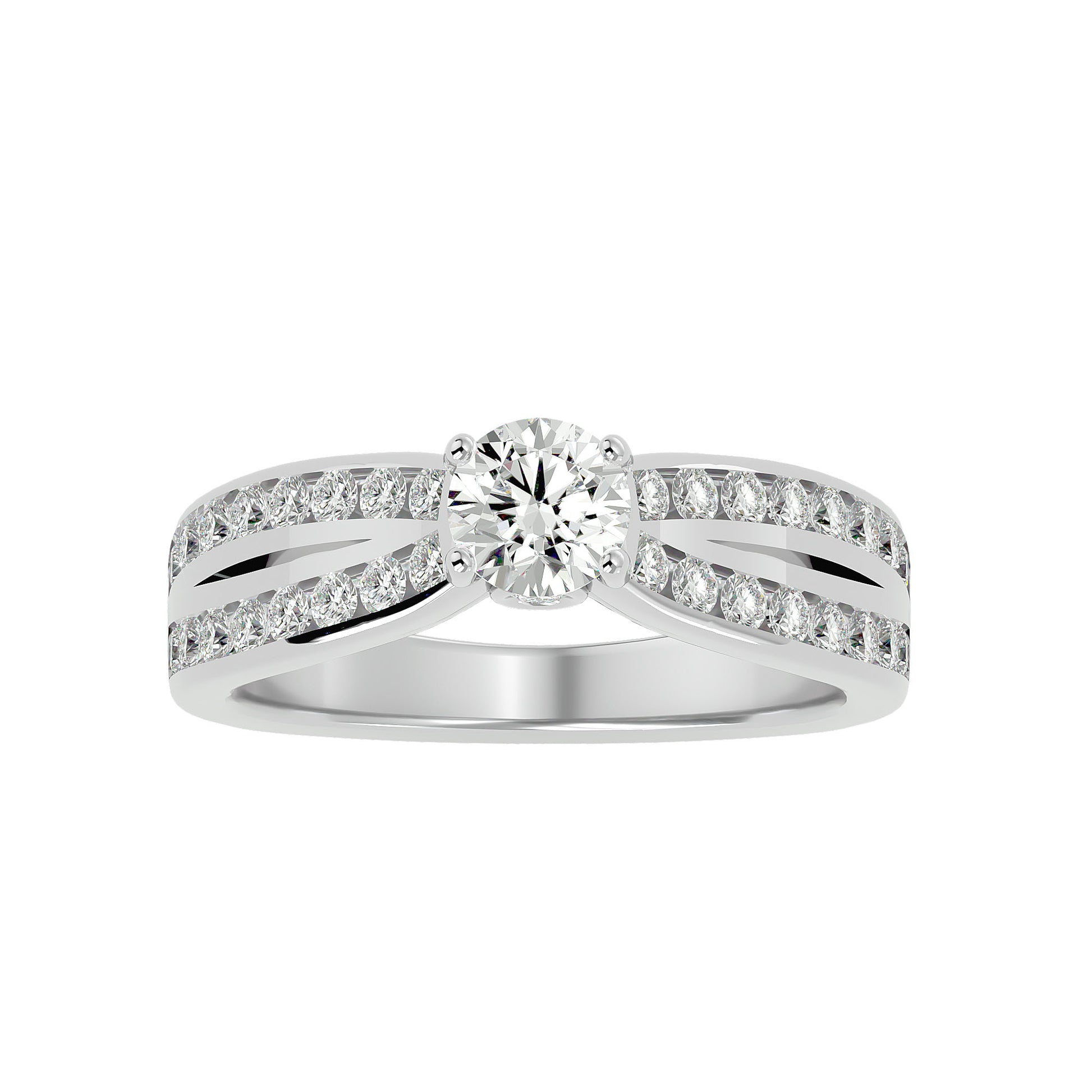 Lab Grown Round Cut Diamond Halo Ring In Platinum