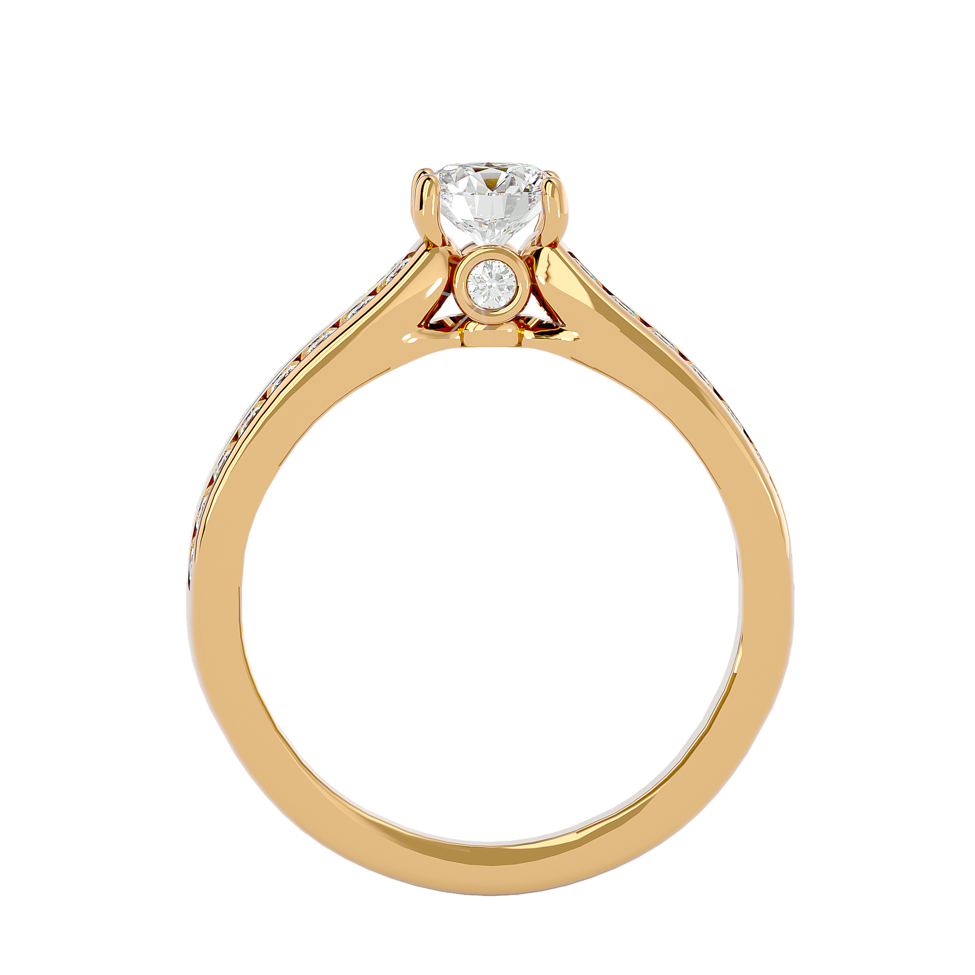 Lab Grown Round Cut Diamond Halo Ring In Yellow Gold