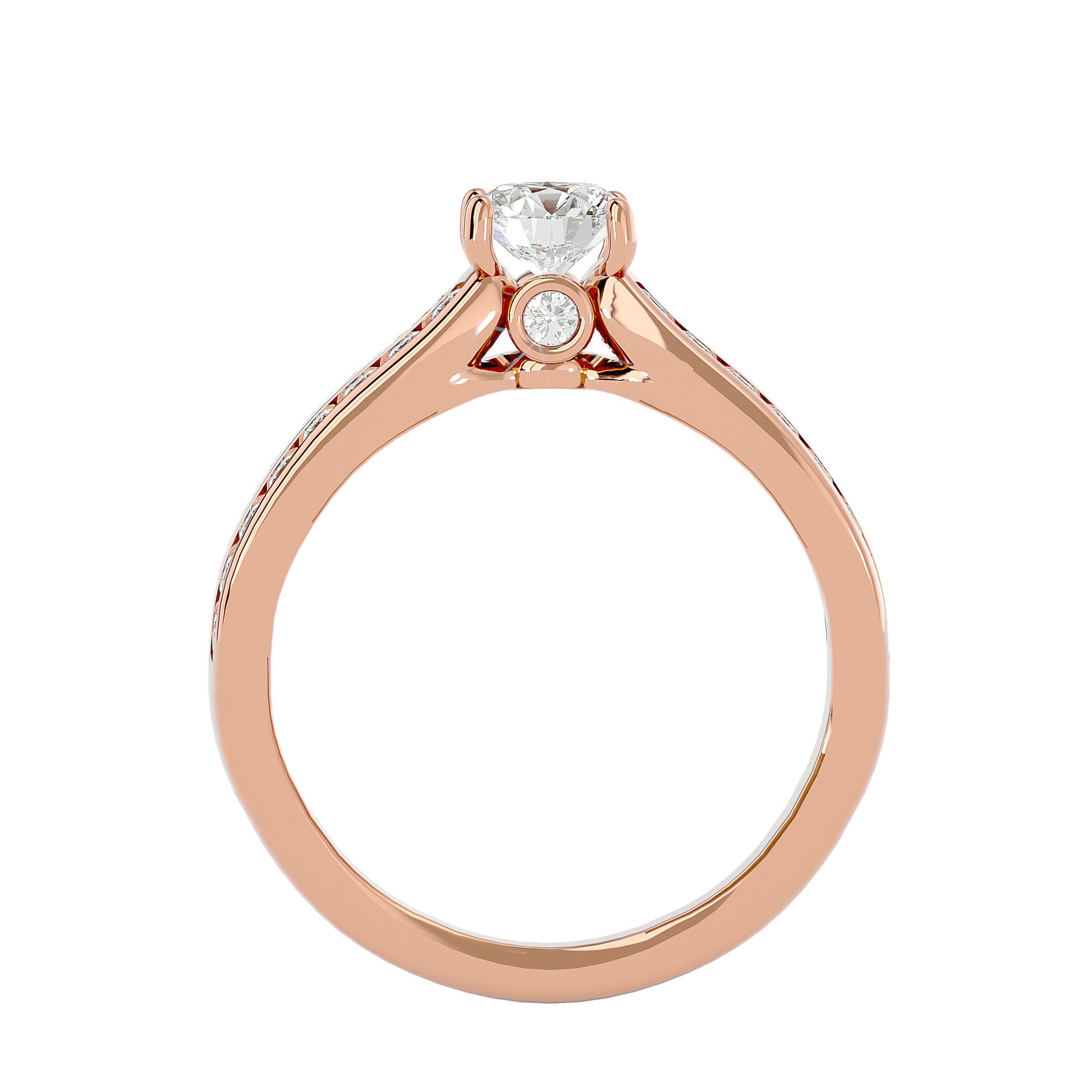 Lab Grown Round Cut Diamond Halo Ring In Rose Gold