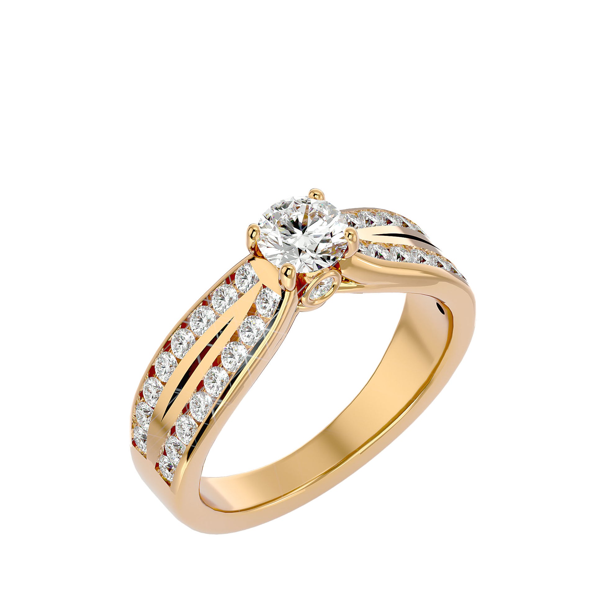 Lab Grown Round Cut Diamond Halo Ring In Yellow Gold