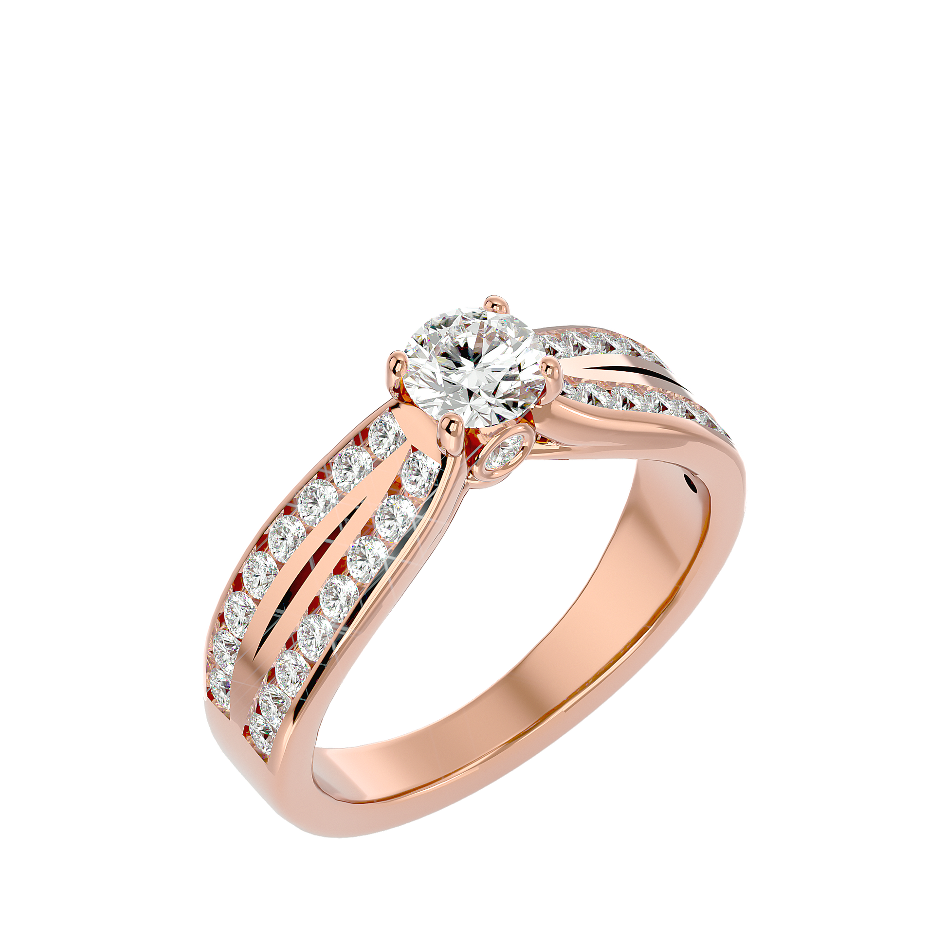 Lab Grown Round Cut Diamond Halo Ring In Rose Gold