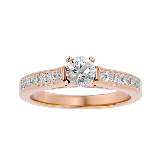 Lab Grown Round Cut Diamond Solitaire Ring In Rose Gold