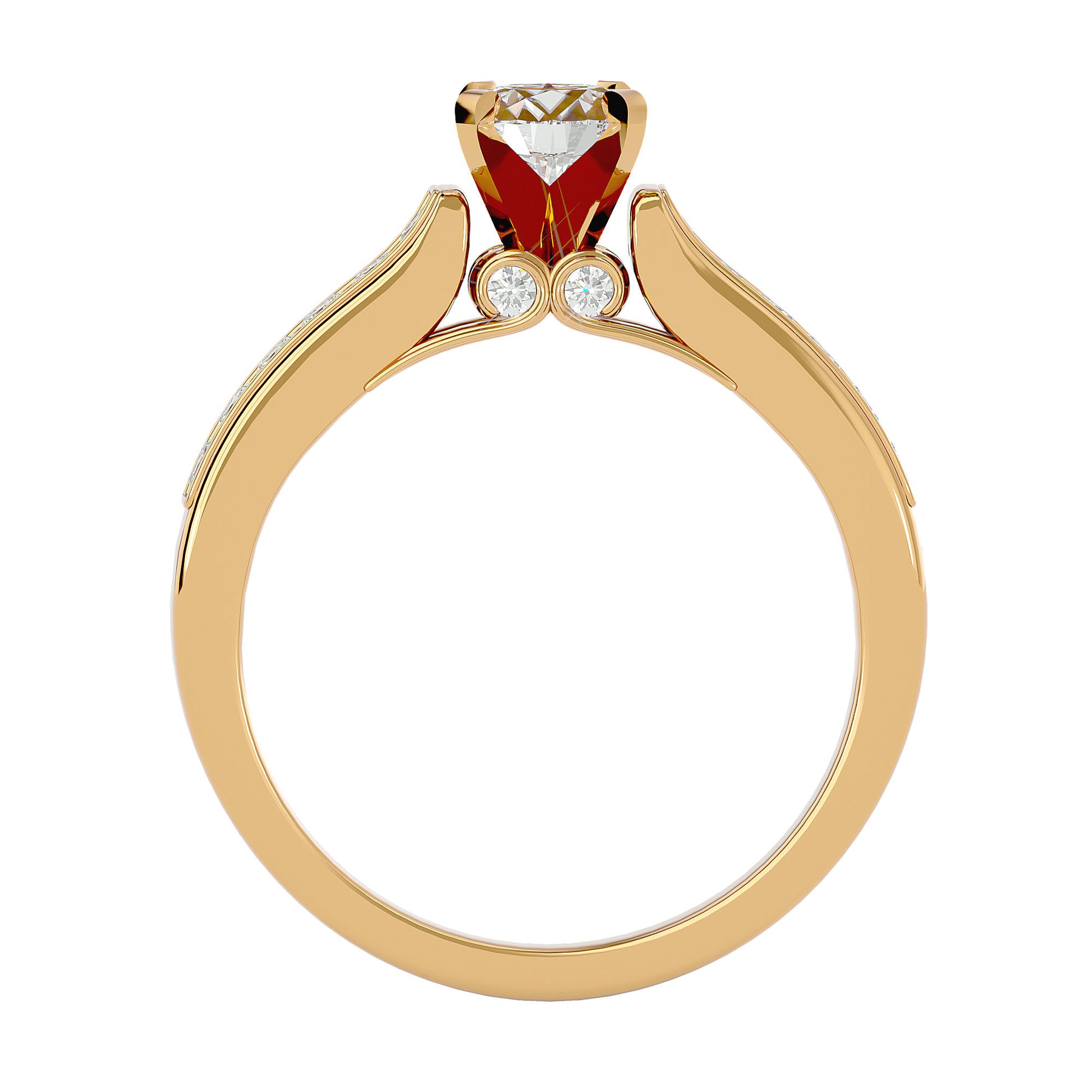 Lab Grown Round Cut Diamond Solitaire Ring In Yellow Gold