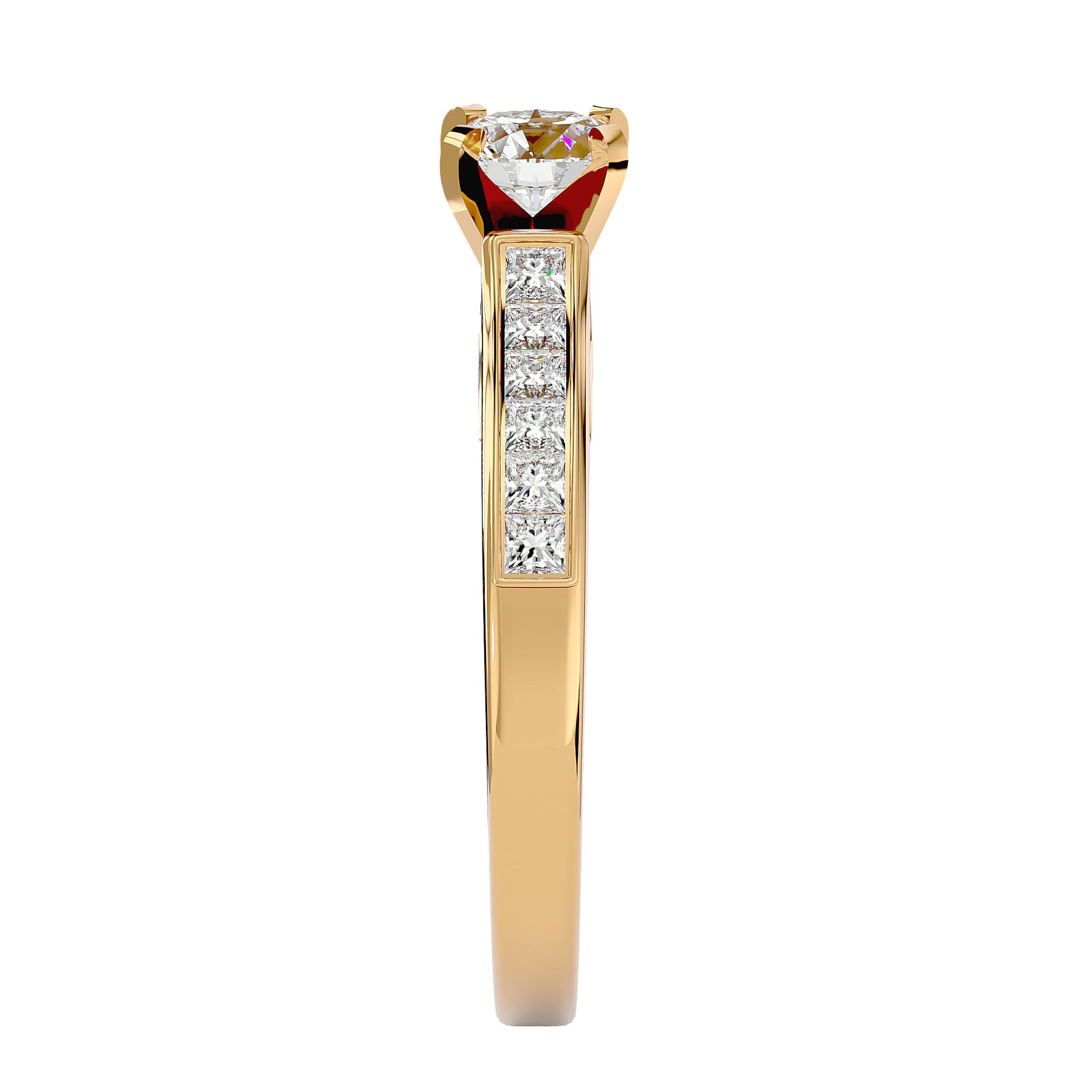 Lab Grown Round Cut Diamond Solitaire Ring In Yellow Gold