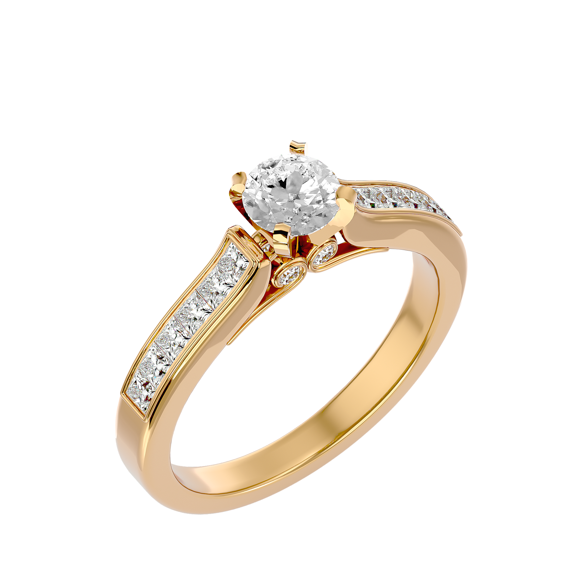 Lab Grown Round Cut Diamond Solitaire Ring In Yellow Gold