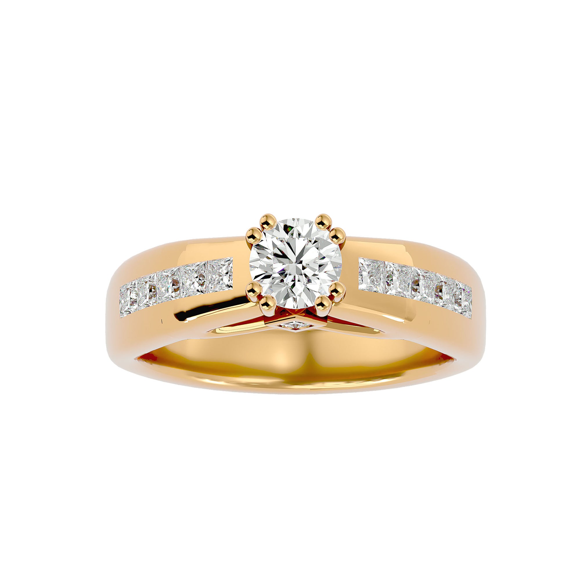 Lab Grown Round Cut Diamond Solitaire Ring In Yellow Gold