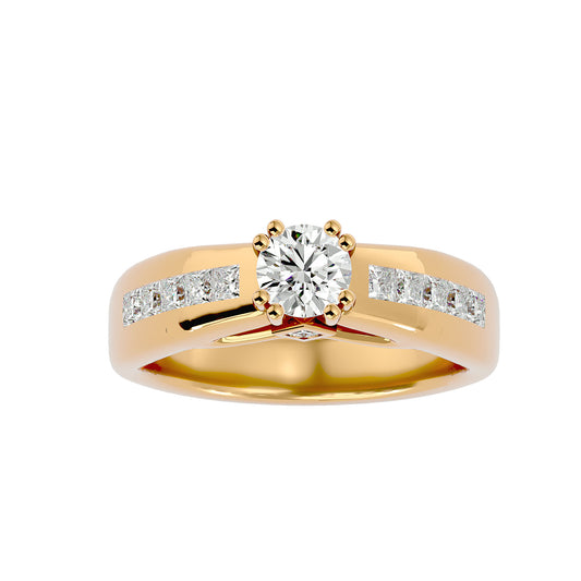 Lab Grown Round Cut Diamond Solitaire Ring In Yellow Gold