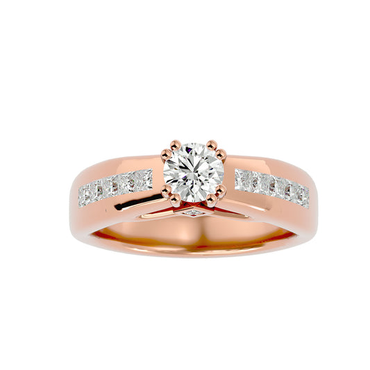 Lab Grown Round Cut Diamond Solitaire Ring In Rose Gold